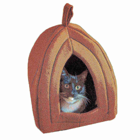 Pet Adobe Cozy Kitty Tent Igloo Plush Cat Bed - Brown 985151TWY